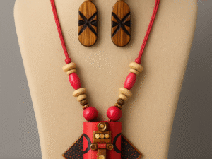 Bamboo & Wood Jewellery Set – Handcrafted Necklace & Earrings Combo