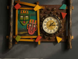Handmade Bamboo Tribal Art Wall Hanging with Decorative Clock | Eco-Friendly Rustic Wall Décor