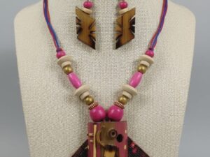 Bamboo & Wood Jewellery Set – Handcrafted Necklace & Earrings Combo