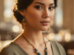 Bamboo & Wood Jewellery Set – Handcrafted Necklace & Earrings Combo