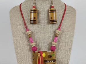 Bamboo & Wood Jewellery Set – Handcrafted Necklace & Earrings Combo
