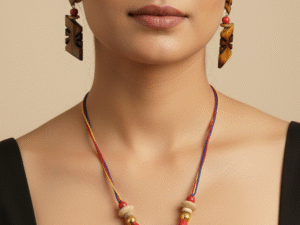 Bamboo & Wood Jewellery Set – Handcrafted Necklace & Earrings Combo