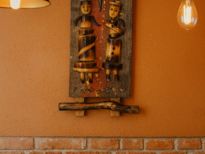 Handmade Bamboo & Terracotta Wall Hanging | Rustic Tribal Art | Eco-Friendly Home & Cafe Decor