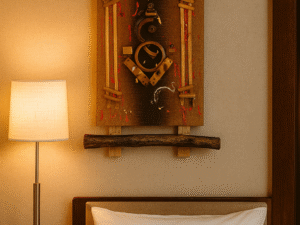 Handmade Bamboo & Terracotta Wall Hanging | Rustic Tribal Art | Eco-Friendly Home & Cafe Decor