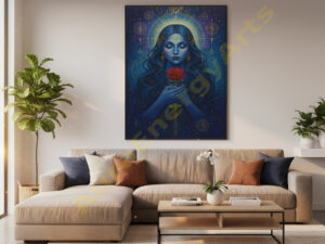 Mystical Goddess Digital Wall Art | Divine Woman with Rose | Sacred Geometry Printable Poster | Spiritual Home Décor | Instant Download