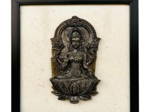 Home Decor Goddess Laxmi Pyrite 3D Frame with Selenite Healing Crystals
