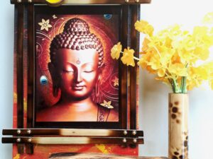 Handmade Bamboo Buddha Wall Hanging with Flower Vase | Eco-Friendly Terracotta & Bamboo Spiritual Décor