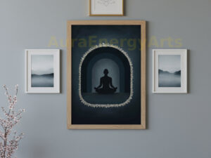 Clear Quartz Meditation Wall Art | Spiritual Energy Crystal Frame
