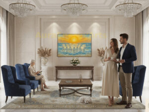 A3 Framed Seven White Horses Spiritual Art | Sunrise Surya Divine Wall Decor | Vastu Positive Painting with Selenite Energy | Ready-to-Hang Frame